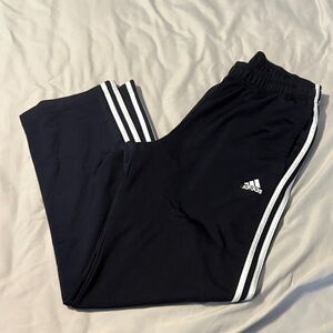 Adidas mens Navy Joggers with White Stripes